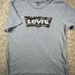 Levi's Short Sleeve T Shirt Gray Men's Size Large Camo Logo Graphic Cotton